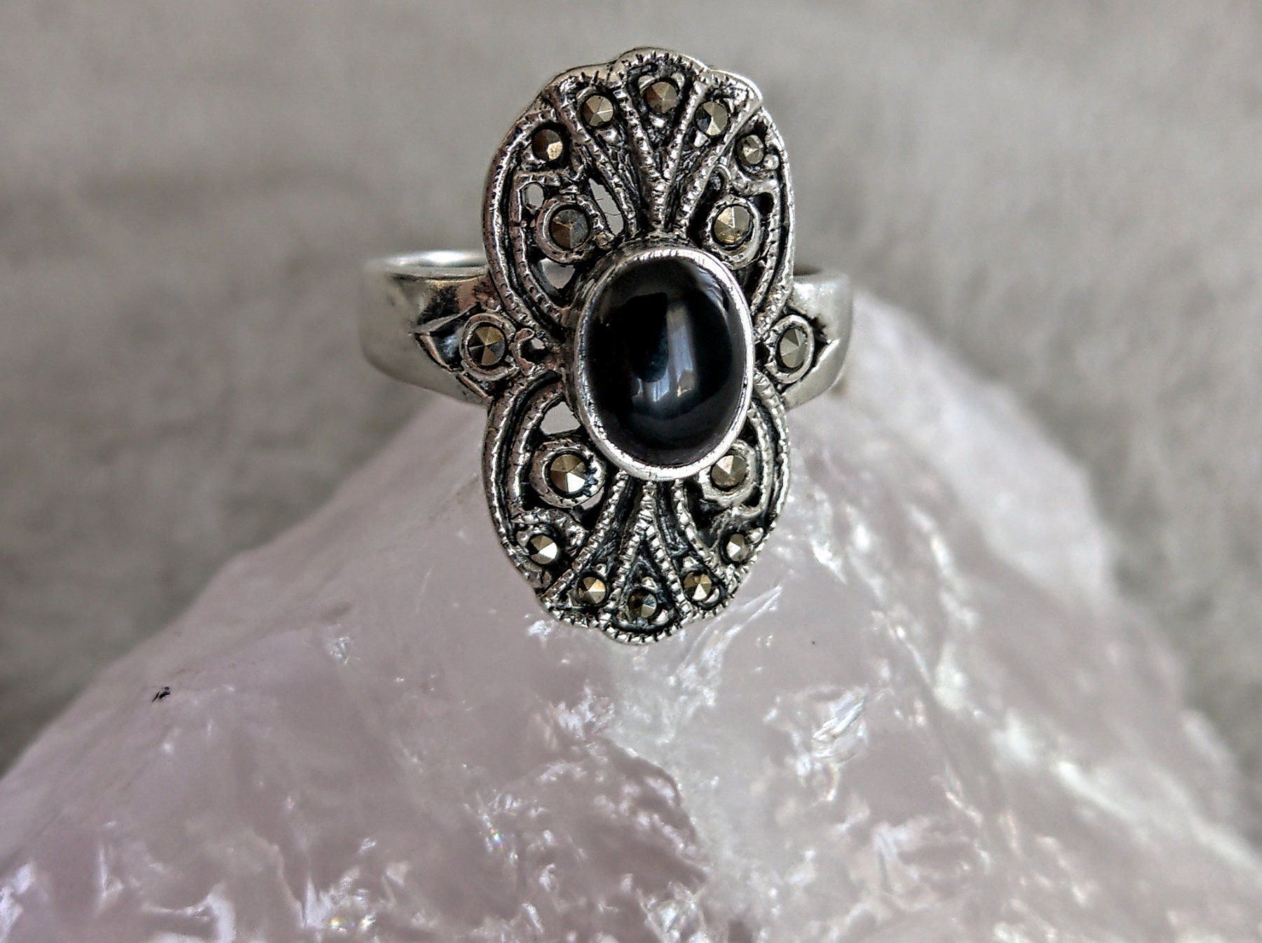 Anelli: Ring Silber 925 mit schwarzem Stein – Usato da Istighofen venduto da Ringparadies
