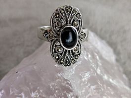 Ring Silber 925 mit schwarzem Stein