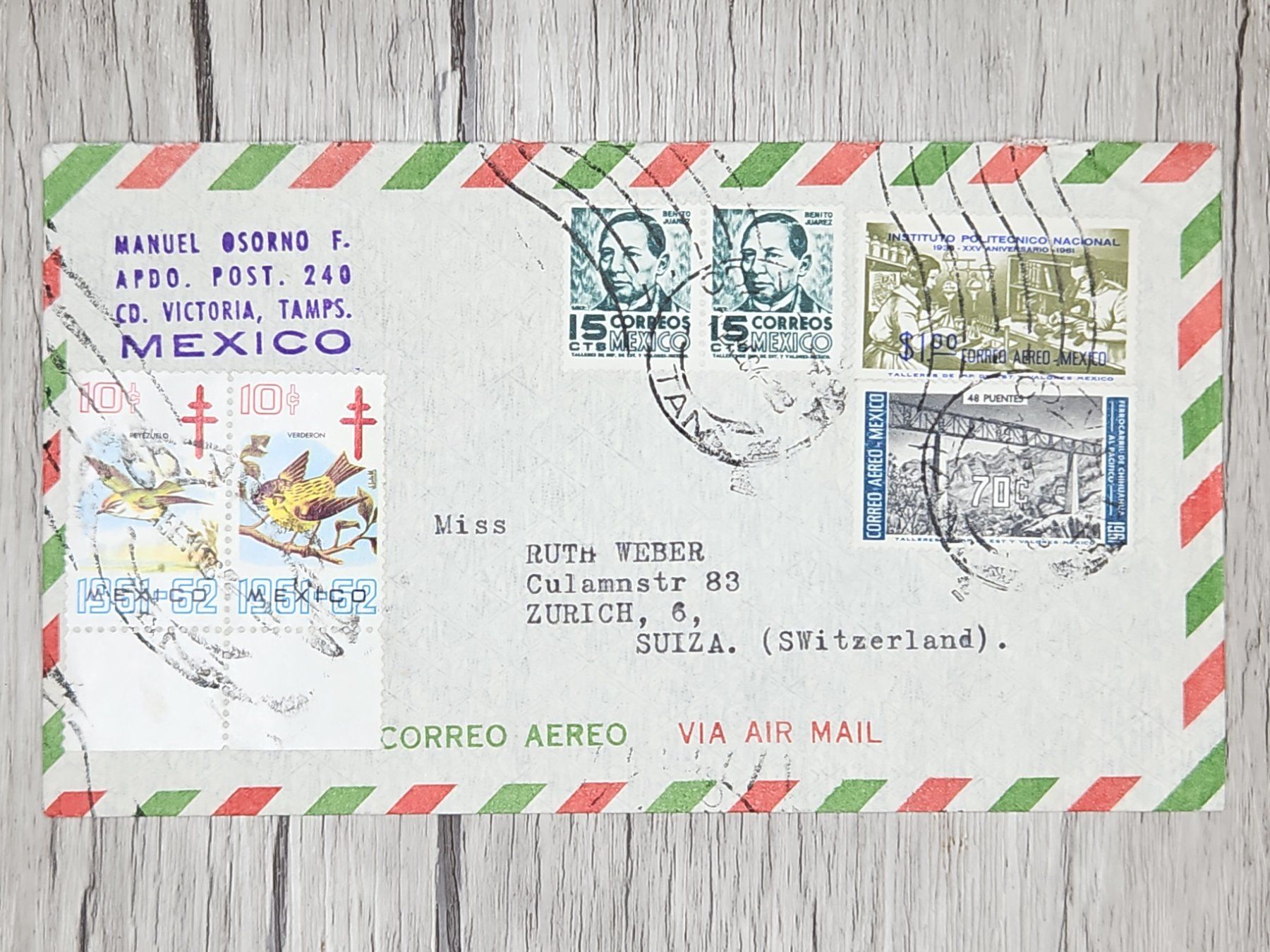 Alle Briefmarken: CL14 Enveloppe + Timbre Mexique 19xx – Gebraucht aus Cousset von Patrick_Collections