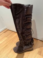 Moncler, Braune Wildleder Winterstiefel, Grösse 36