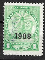 Paraguay 1908: Wappenlöwe mit Aufdruck 1908
