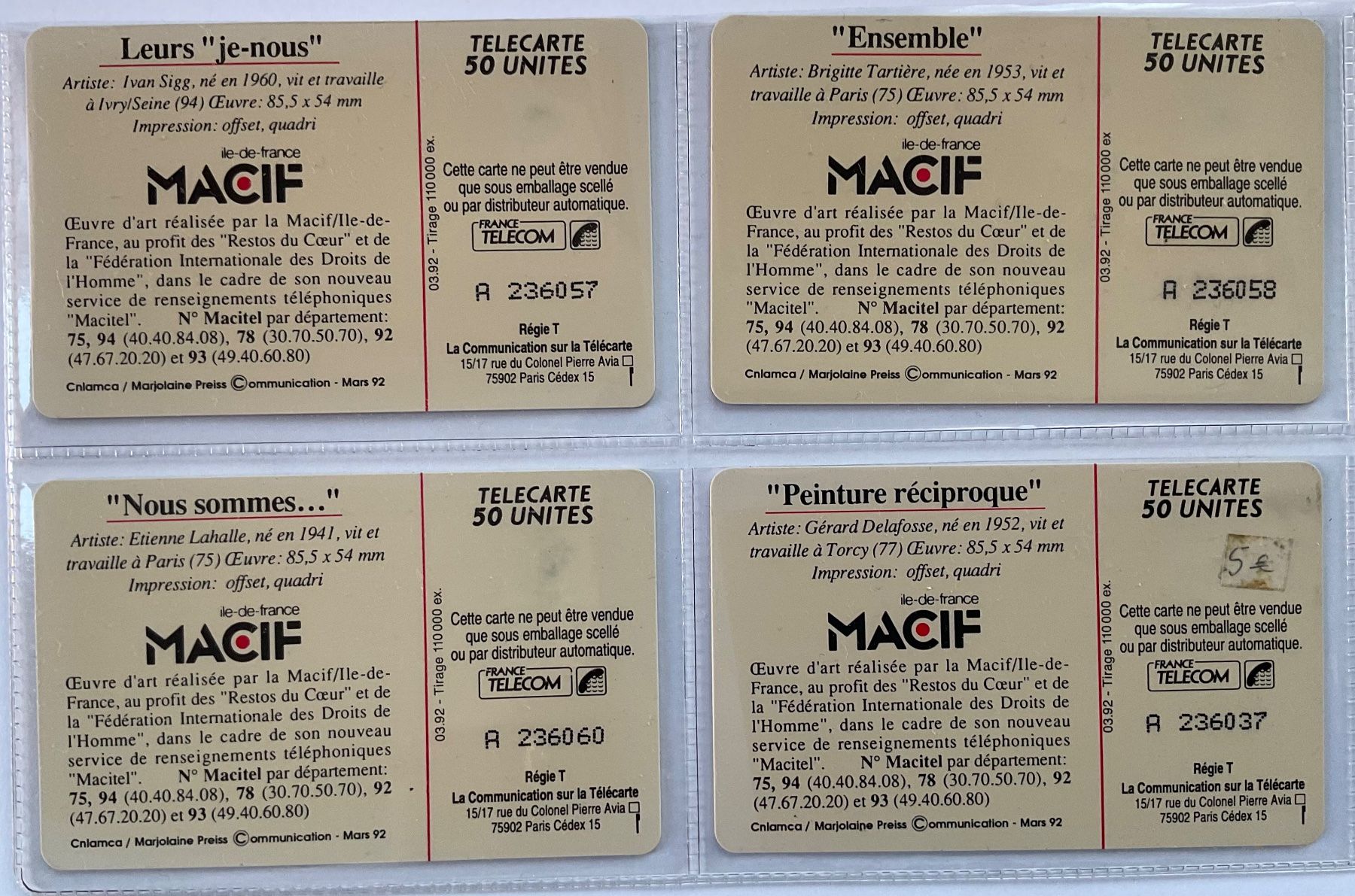 Schede telefoniche: 4 Telefonkarten Frankreich. Macif – Usato da Winterthur venduto da Grap75 1