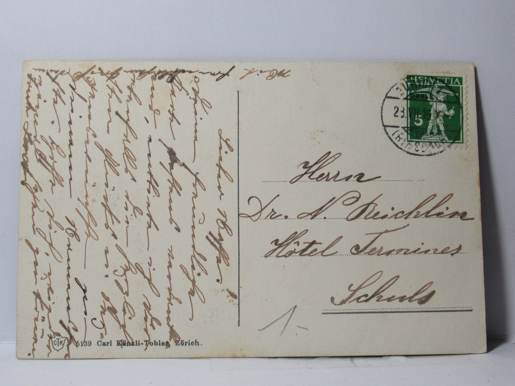 Cartoline postali: Zürich - Horn , Schwàne  1915 – Usato da Grenchen venduto da Bluemchen1900 1
