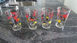 Rockenroll Gläser, Gelb Rot Total 4 Stück VINTAGE Versand mö