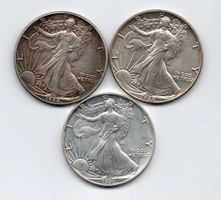 (3002) USA, 3 x 1 Unze Silber, Eagle, 1988-88-91