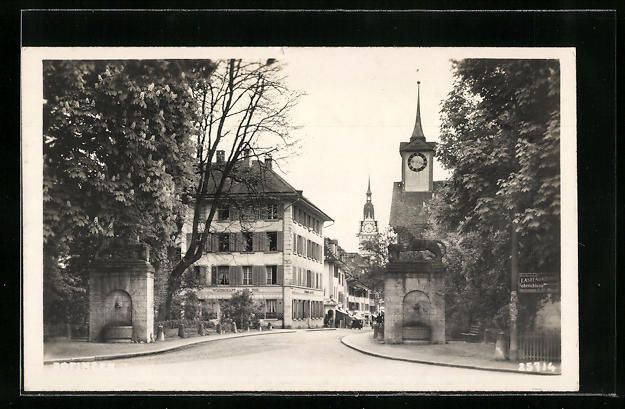 Cartoline postali: Zofingen, Strassenpartie mit Steinlöwen – Usato da Berlin venduto da bartko-reher