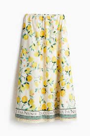 H&M Maxi Rock/Jupe m. Zitronen Gr.S