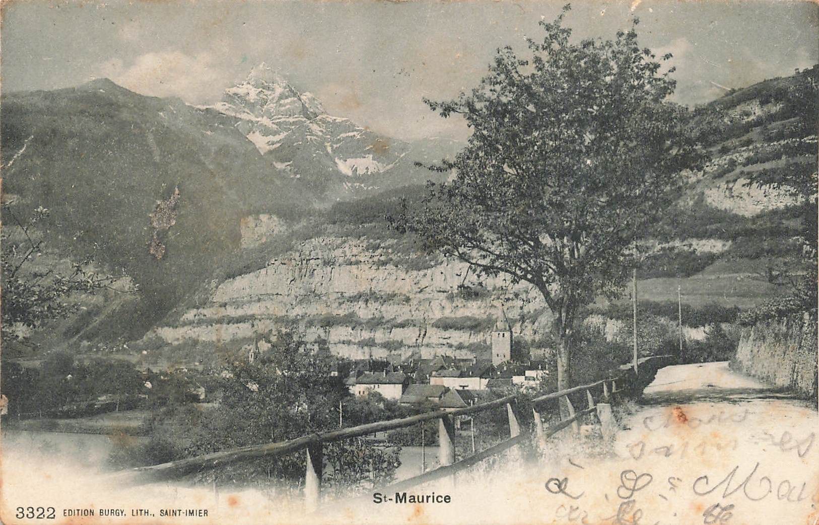Cartoline postali: Vue generale avec montagnes St Maurice VS – Usato da Biasca venduto da Blenio71