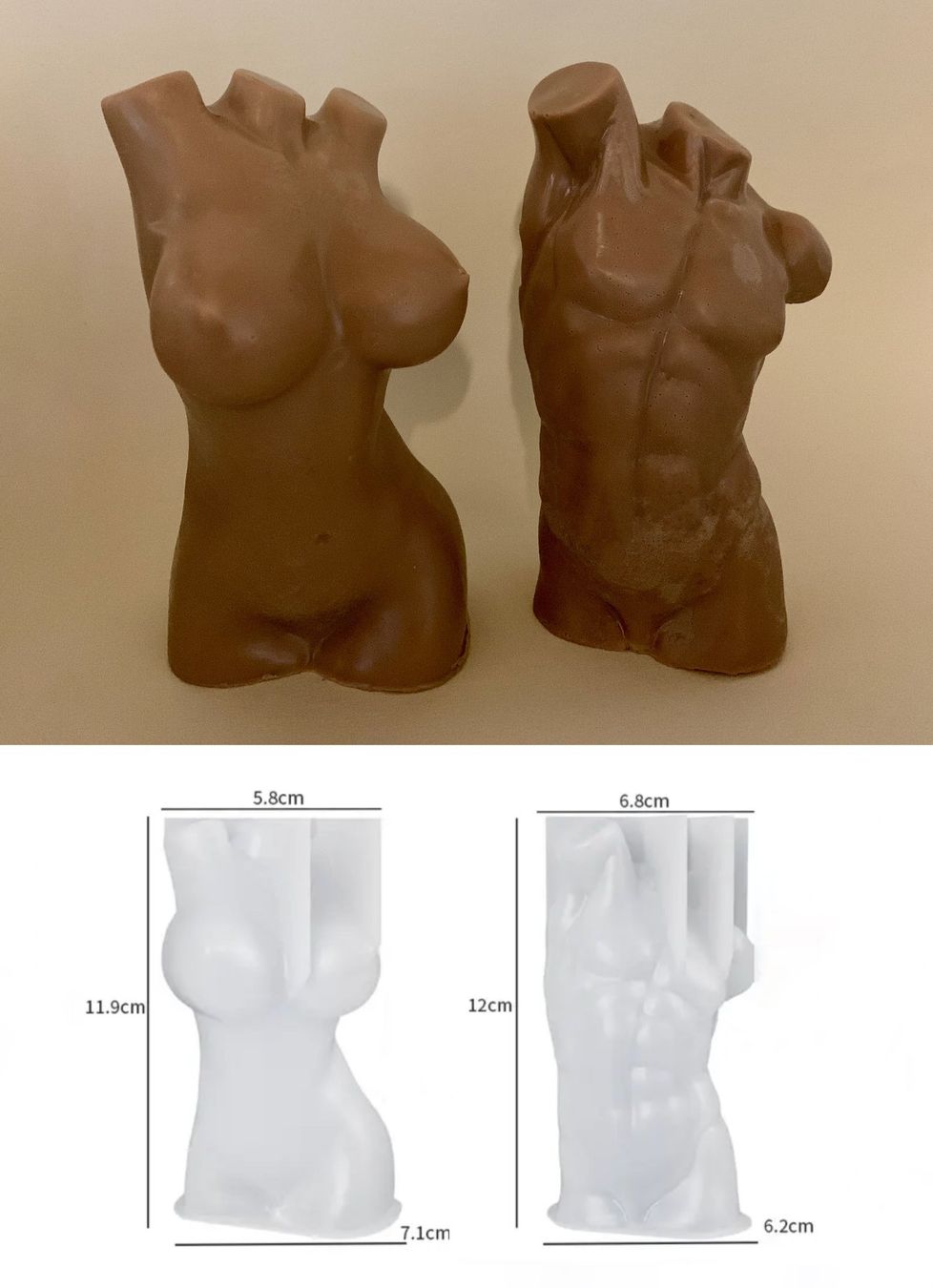 Teglie da forno: Silikonform Kerzenform Seifenform Torso 2er Set – Nuovo e nell'imballaggio originale da Kaltbrunn venduto da schere-stein-papier
