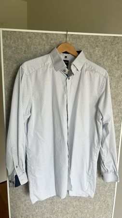 Herren Hemd weiss blau Grösse 44 Muster guter Zustand