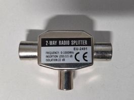 2-fach Radio Splitter EU-2491 Antennen-Verteiler, Koax-Steck