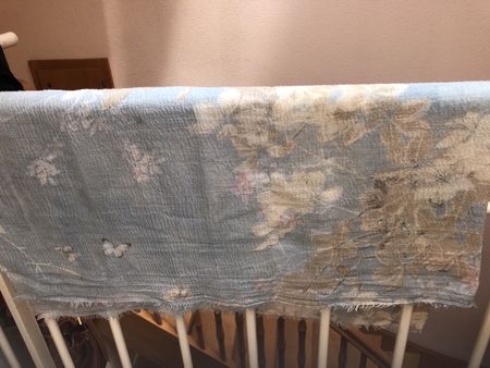 Scarf with butterflies print light blue cotton polyester