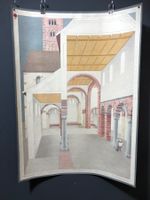 Vintage Schulwandbild ROMANISCHER BAUSTIL, Harry Buser #D10