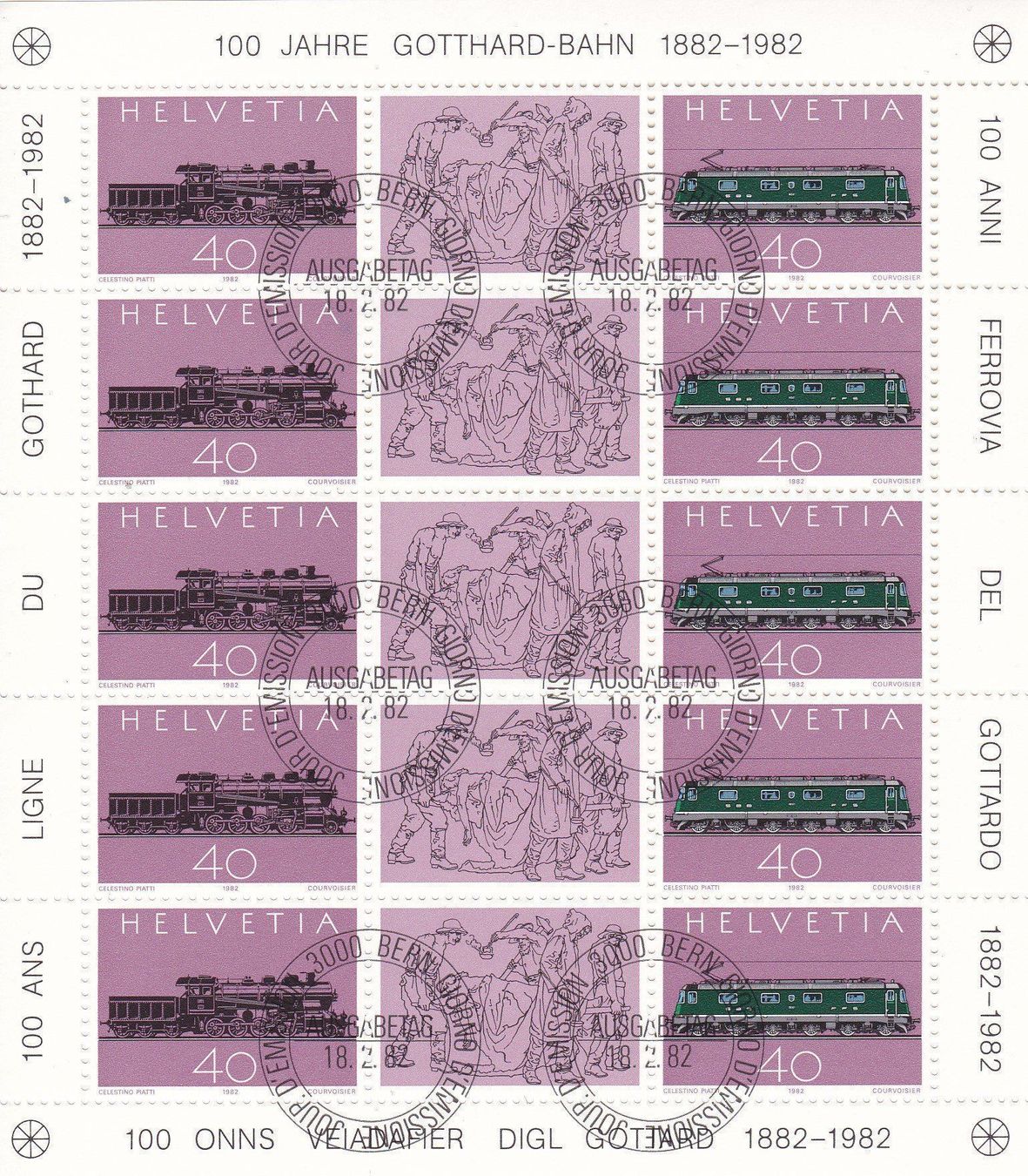 Tutti i francobolli: ET 100J. Gotthardbahn 1982 – Nuovo e nell'imballaggio originale da Schliern b. Köniz venduto da joni20