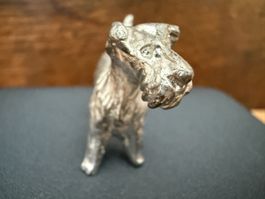 Vintage-Terrier-Hundestatue aus Metall