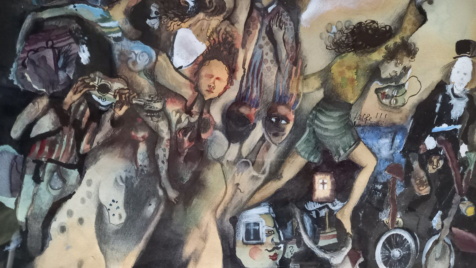 Gemälde: Mischtechnik "Maskenfall" von Saajid Zandolini 1977 – Gebraucht aus Wallisellen von chanel007 1