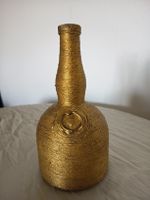 Dekorative Flasche goldfarben umwickelt gebrauchter Zustand 