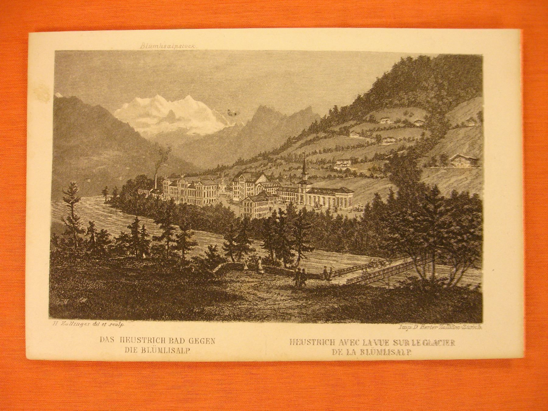 Incisioni: HEUSTRICH BAD, STAHLSTICH 1887 – Usato da Grüningen venduto da Kartensammler