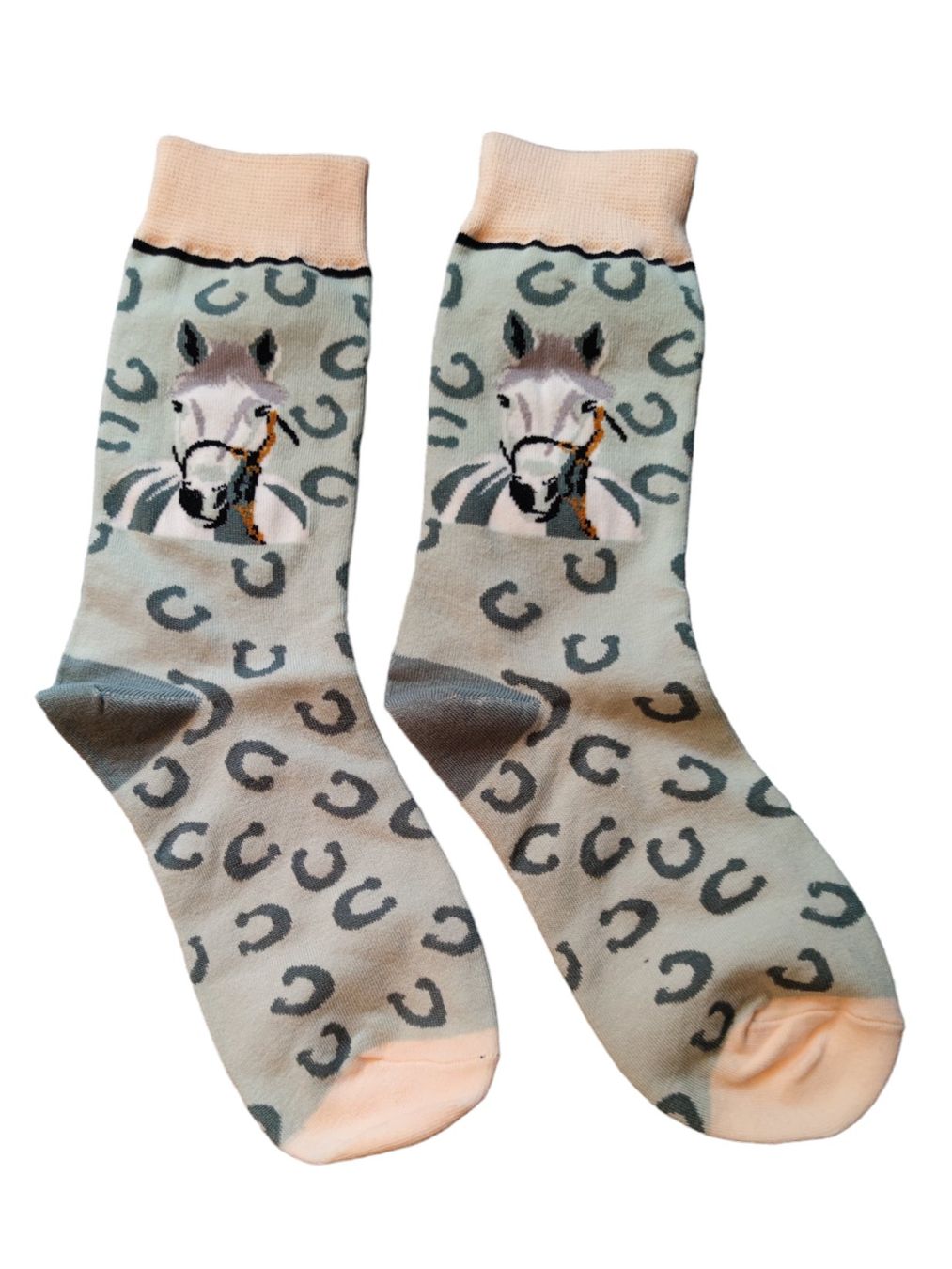 Calze: Socken Pferde / Horses / Hufeisen – Nuovo e nell'imballaggio originale da Zürich venduto da amysmith