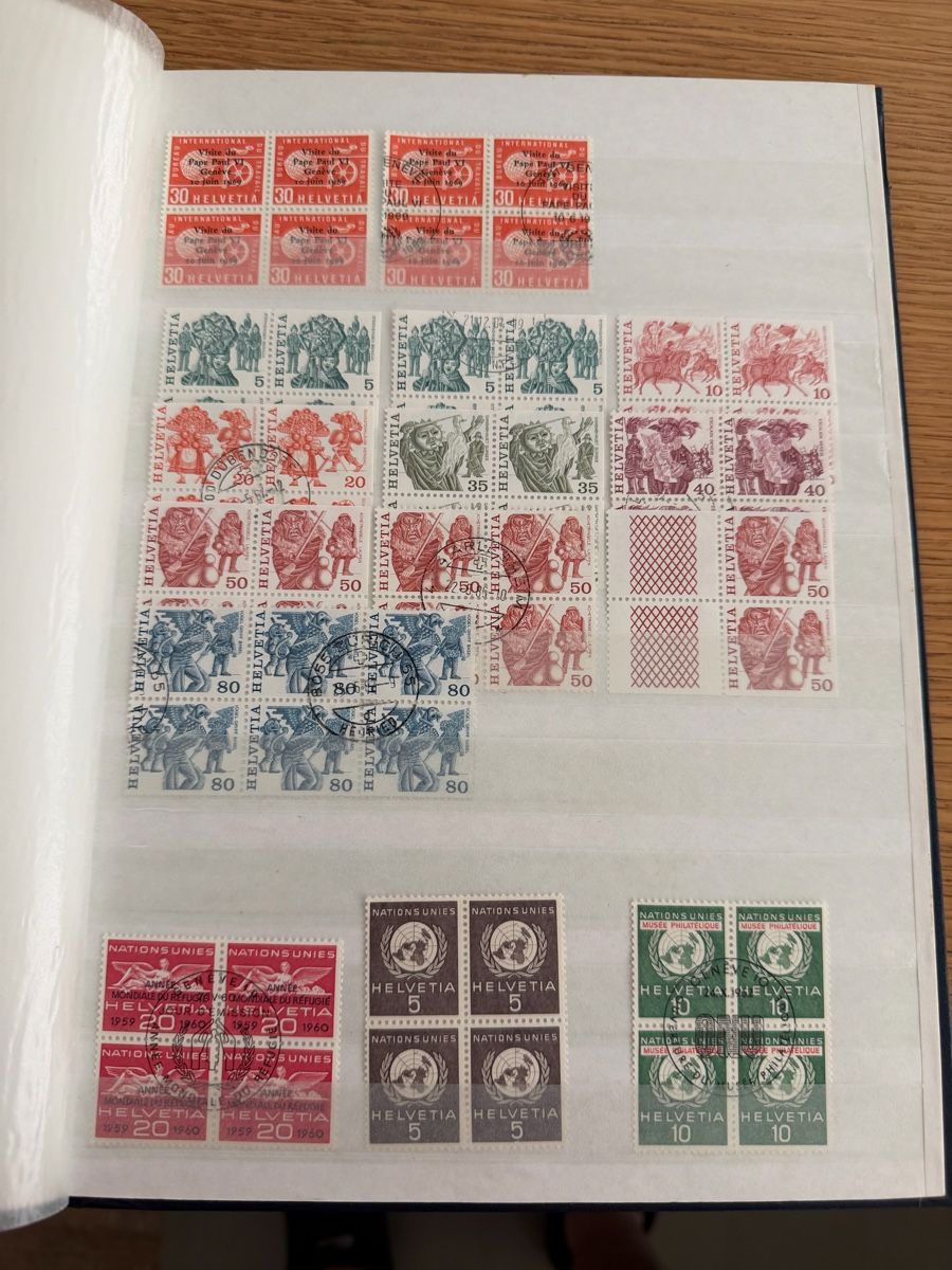 Alle Briefmarken: Album mit 4er Blöcken Schweiz – Gebraucht aus Murgenthal von Tina_4055