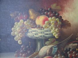 Stillleben mit Früchten und Ente - Oel Lw - sign. 60 X 46 cm