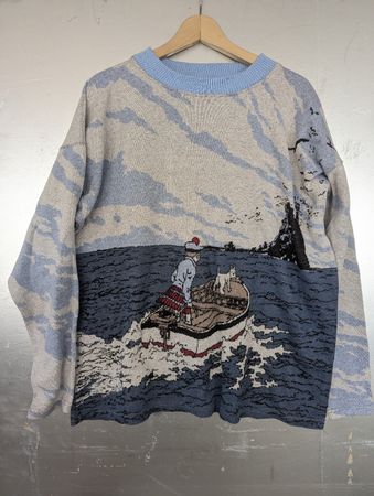 RARE! Tintin Tim & Struppi L'Île Noire Strickpullover 