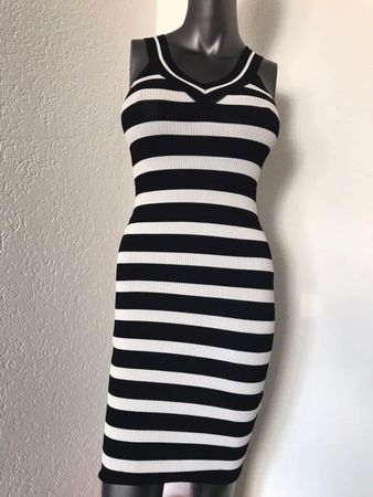 Koreanische Kleid Schwarz Weiss Streifen Top Zustand Gr S