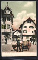 Luzern, Altstadtpartie, Milchfuhrwerk mi