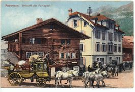 ANDERMATT Ankunft der Furkapost - Postkutsche