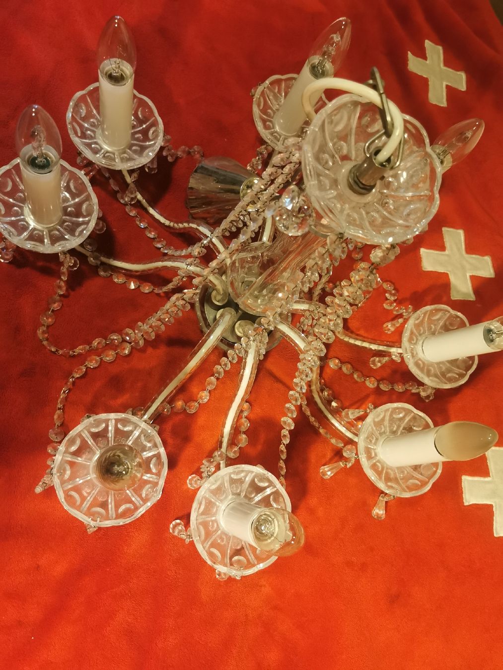 Lampadari & plafoniere: Rustikaler Glas Kronleuter mit Glasgirlanden – Usato da Mellingen venduto da fra_g7y8 1