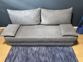 Schlafsofa Grau mit Bettkasten / Stauraum (145 x 192)