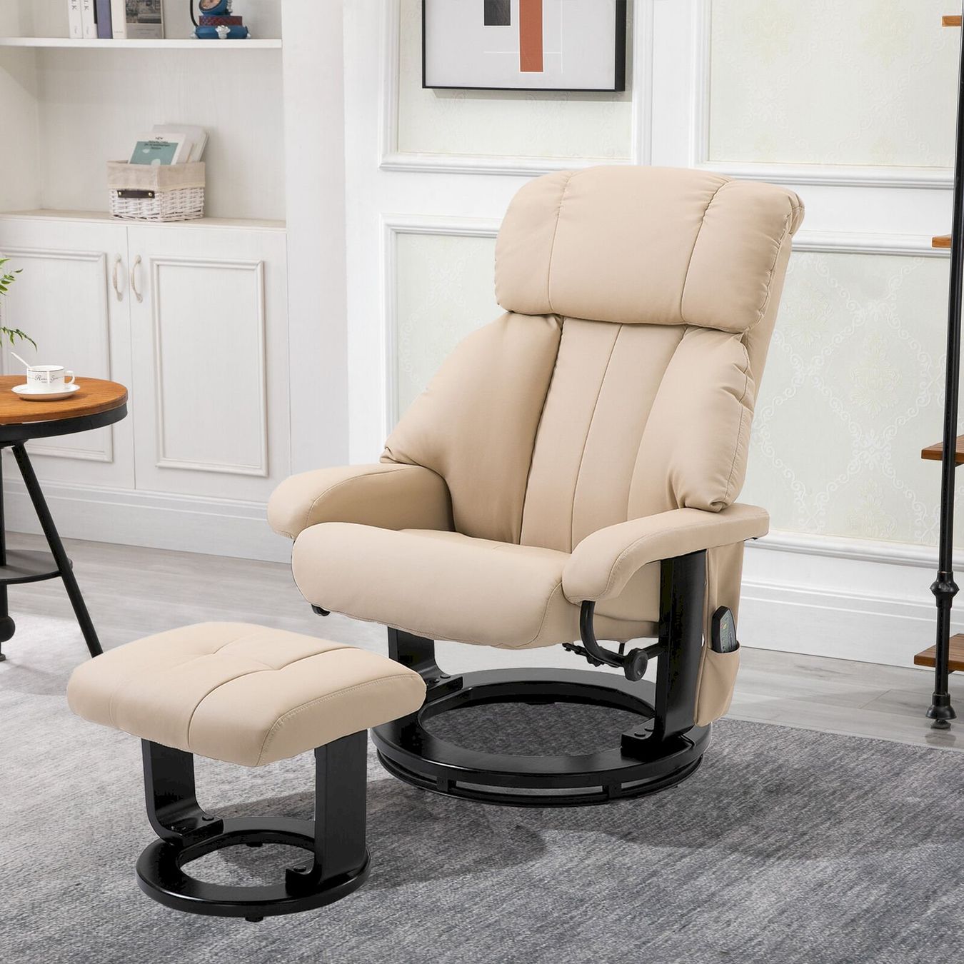 Dispositivi per massaggi: HOMCOM Relaxliege mit Hocker Beige – Nuovo e nell'imballaggio originale da Bottighofen venduto da zaap 1