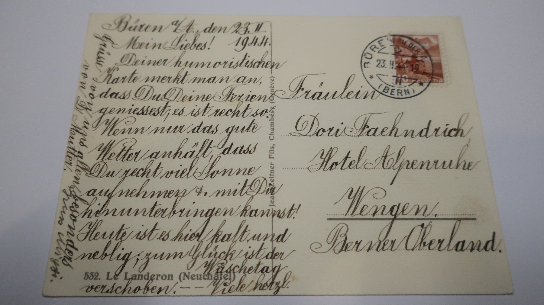 Cartoline postali: Le Landeron  1944 – Usato da Cormoret venduto da Pascalll2001 2
