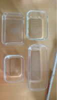 4 Glas-Auflaufformen rechteckig mit Griffen – Set
