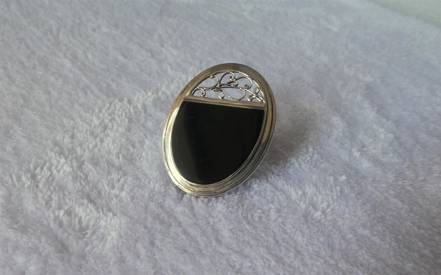 Spille & Fermagli: Ovale Brosche Silber schwarz 925 – Usato da Frauenfeld venduto da ZAZ12 3