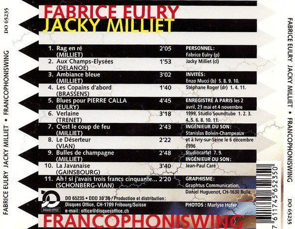 CD: Fabrice Eulry Jacky Milliet FRANCOPHONISWING Jazz Dixie CD – Usato da Kandergrund venduto da Sososo 1