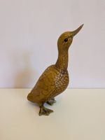 Vintage Ente Deko-Figur – Messing & Holz-Optik
