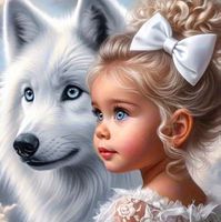 Diamond Painting Wolf und ein kleines Mädchen-105-40x40-426