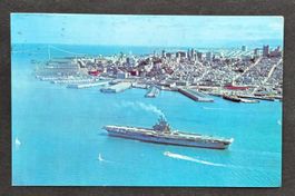 ANSICHTSKARTE FLUGZEUGTRÄGER VOR SAN FRANCISCO 1971