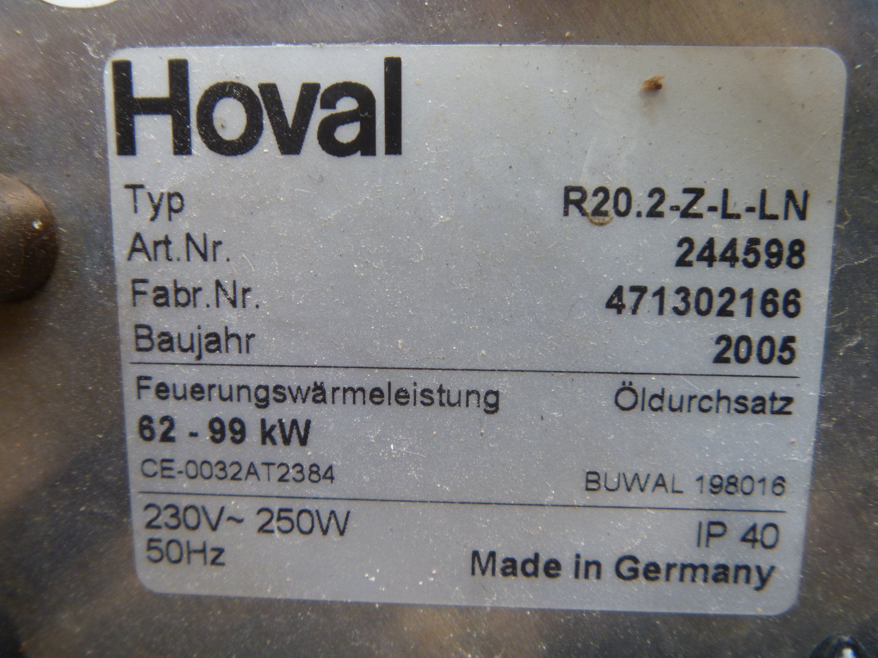 Hoval Heizgeräte: Hoval R20.2-Z-L-LN   Oelbrenner – Gebraucht aus Rüti ZH von  3