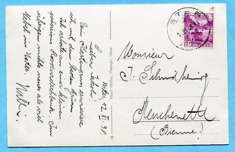 Cartoline postali: Uster 1938 - Bahnhofplatz – Usato da Opfikon venduto da Prophila 1