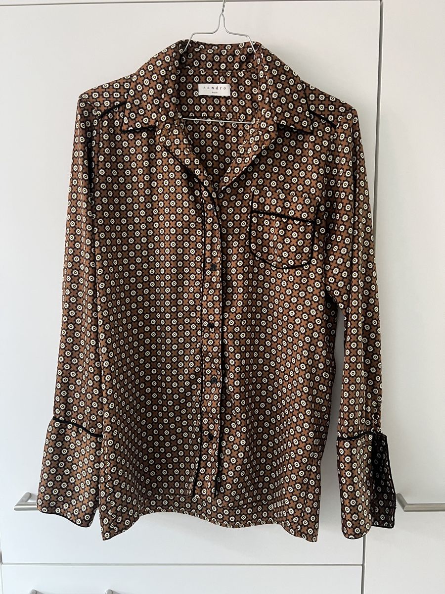 Sandro Camicette: Sandro Bluse Hemd braun in Krawattenmuster Size 0 – Nuovo (secondo la descrizione) da Zürich venduto da Mbraunschweig