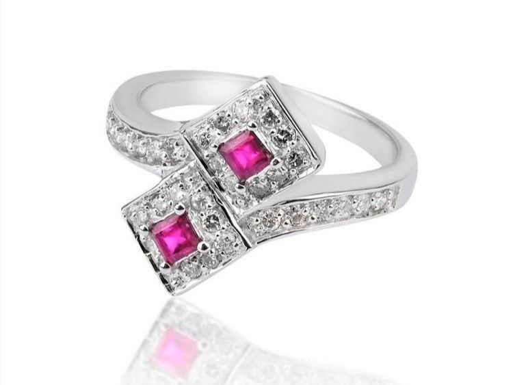 Ringe: Bague en or blanc avec Diamant et Rubis – Neu (gemäss Beschreibung) aus St-Léonard von wric48 2