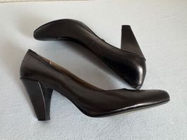LEDER-PUMPS ROBERTO SANTI, GR. 39, SCHWARZ, ABSATZ 7 CM