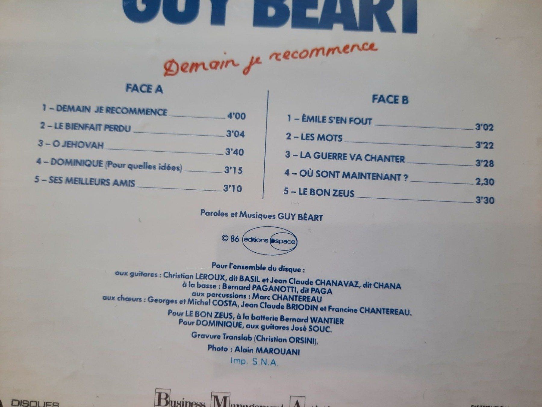 CDs: CD Guy Beart - Demain je recommence – Gebraucht aus Pully von bro_n52j 2