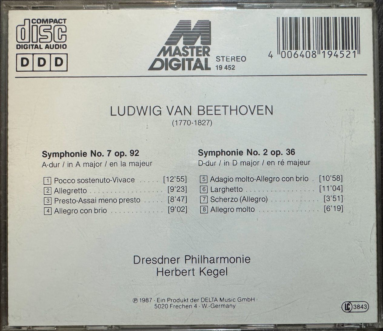 CD: CD LUDWIG VAN BETHOVEN SYMPHONY No.7 , SYMPHONY No.2 – Usato da Wisen venduto da gigisna 2