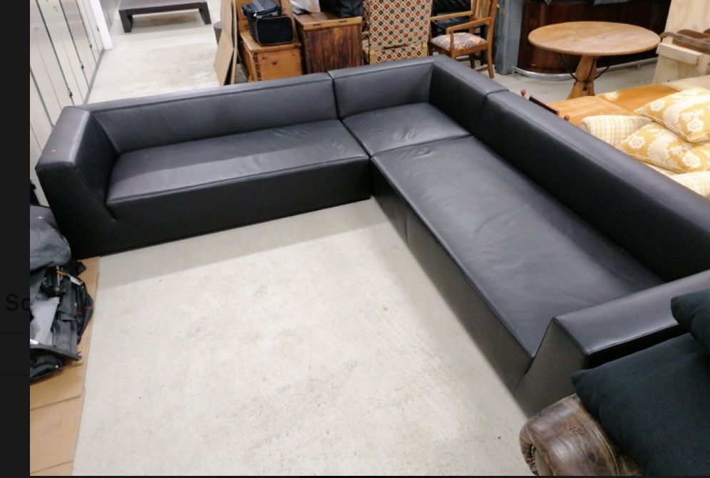Divani: Canapé d'angle en cuir noir - Lewis Modular – Usato da Oeschseite venduto da -Luxury-On-Line-