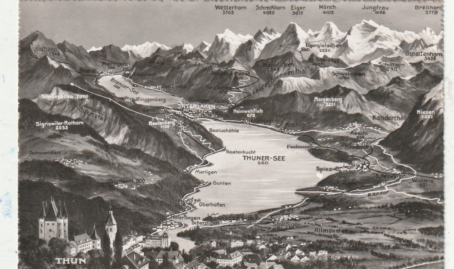 Ansichtskarten: Panirama Thunersee – Gebraucht aus Lumbrein von made02