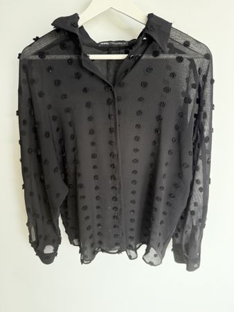 Chemise Zara noire transparente à pois état neuf