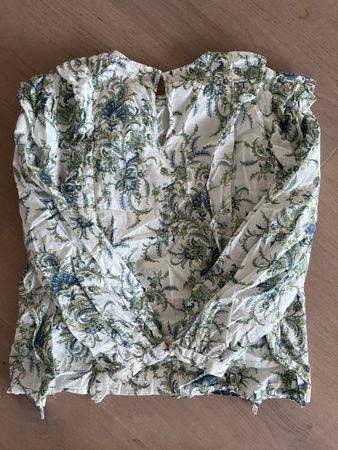 Zara Bluse, Grösse S, mit blau-grünem Parsley Muster